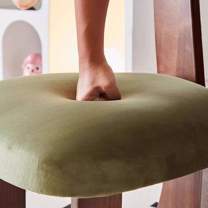 Traditional French Ash Wood Velvet Sponge Mermaid Oval Square Dining Chair Backrest For Dining Room