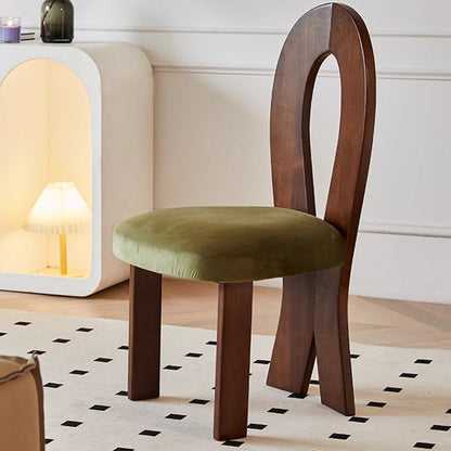 Traditional French Ash Wood Velvet Sponge Mermaid Oval Square Dining Chair Backrest For Dining Room