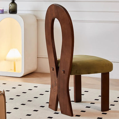 Traditional French Ash Wood Velvet Sponge Mermaid Oval Square Dining Chair Backrest For Dining Room