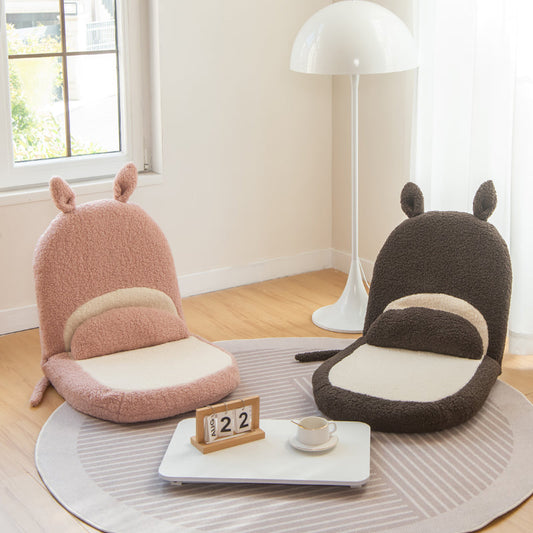 Contemporary Creative Kids Cartoon Cat Ear Imitation Lambswool Sponge Latex Pealboard Square Tatami Cushion Recliner Backrest Foldable For Bedroom