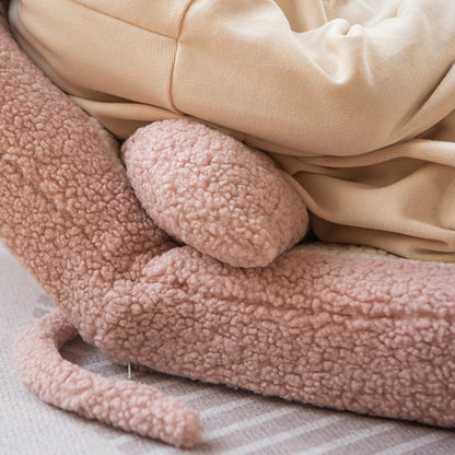 Contemporary Creative Kids Cartoon Cat Ear Imitation Lambswool Sponge Latex Pealboard Square Tatami Cushion Recliner Backrest Foldable For Bedroom