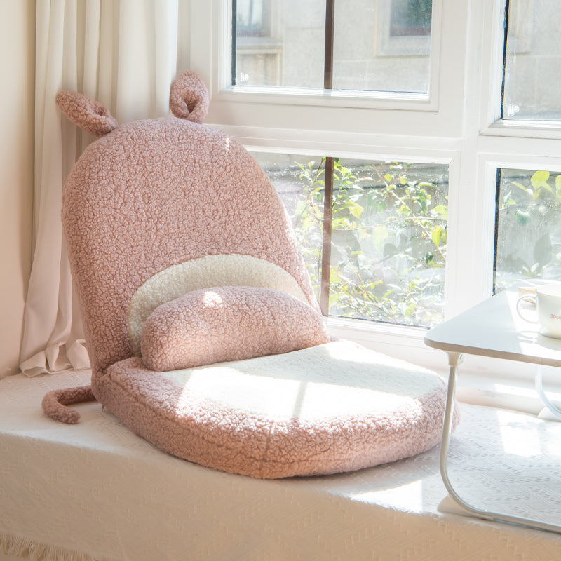Contemporary Creative Kids Cartoon Cat Ear Imitation Lambswool Sponge Latex Pealboard Square Tatami Cushion Recliner Backrest Foldable For Bedroom