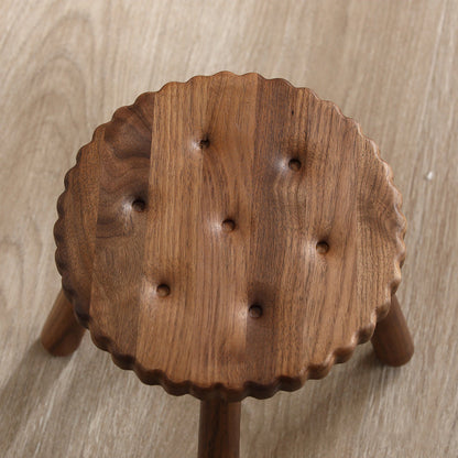 Contemporary Creative Kids Walnut Round Cookie Low Stool Backless For Entryway