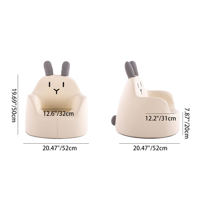 Contemporary Creative Kids Cartoon Animal PU Leather Foam Rabbit Bear Dinosaur Low Stool Backrest Armrest For Dining Room