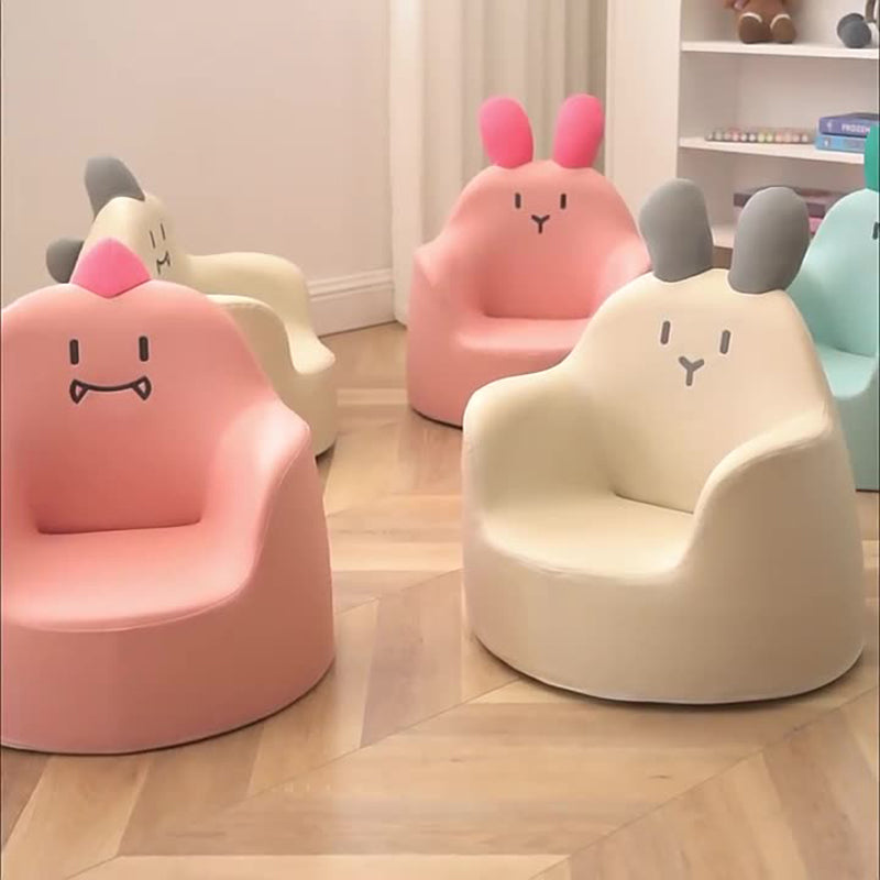Contemporary Creative Kids Cartoon Animal PU Leather Foam Rabbit Bear Dinosaur Low Stool Backrest Armrest For Dining Room