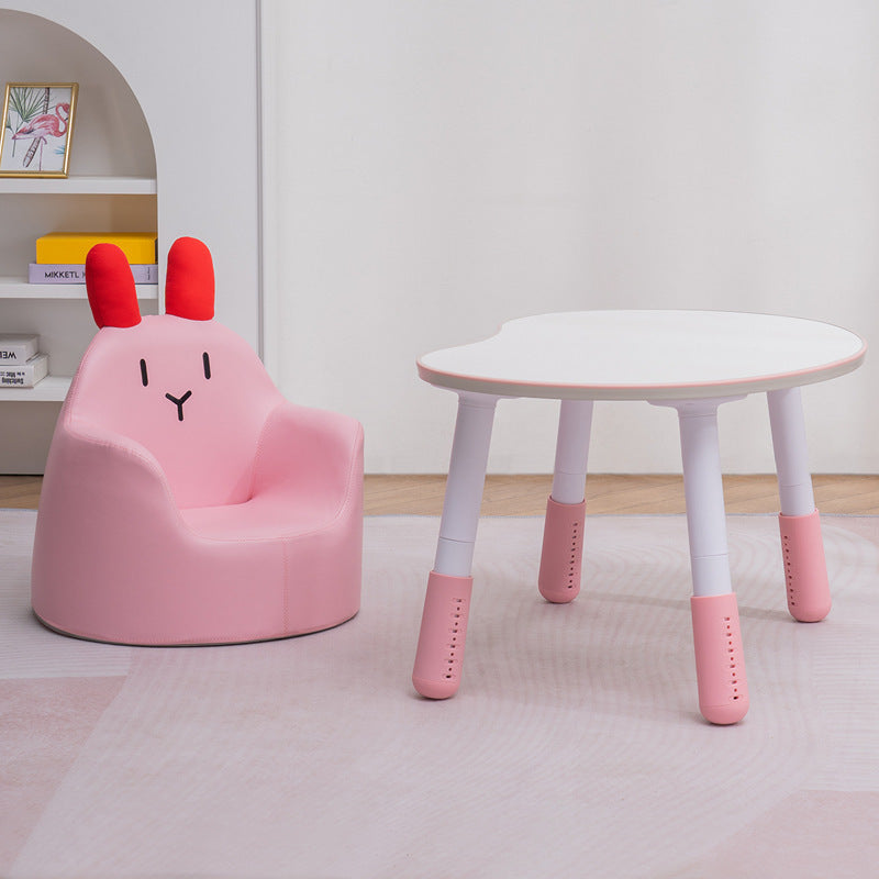 Contemporary Creative Kids Cartoon Animal PU Leather Foam Rabbit Bear Dinosaur Low Stool Backrest Armrest For Dining Room