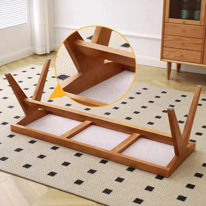 Traditional Japanese Weaving Rubber Wood Rattan Rectangular Square Low Stool Backless For Dining Room