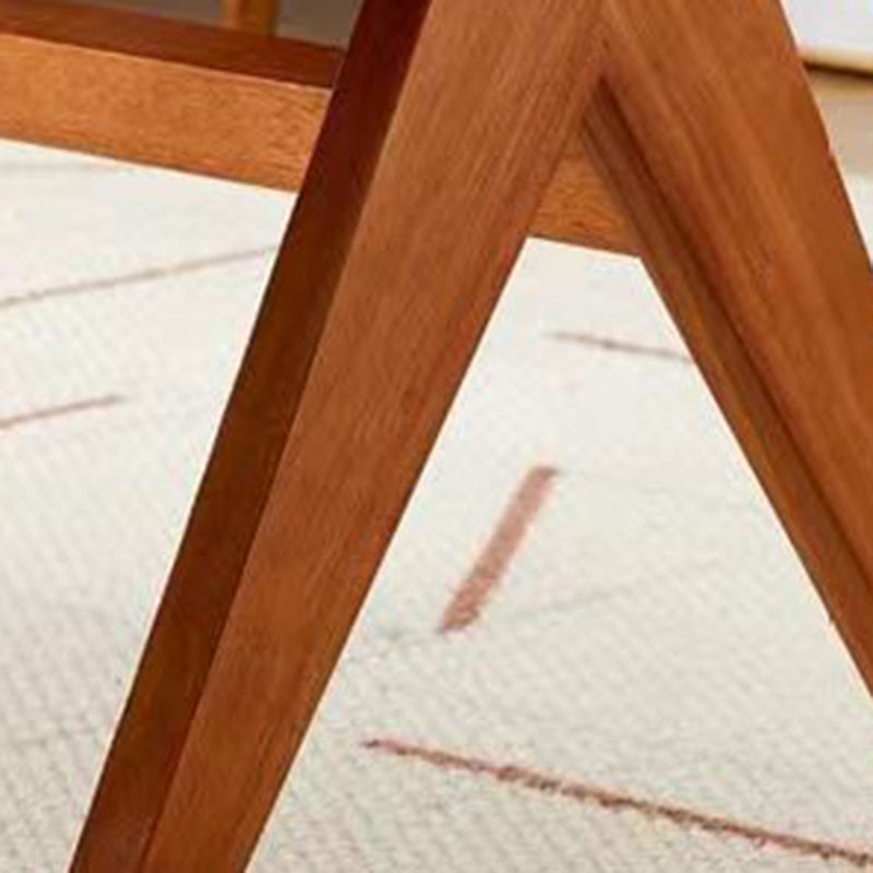 Traditional Japanese Weaving Rubber Wood Rattan Rectangular Square Low Stool Backless For Dining Room