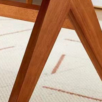 Traditional Japanese Weaving Rubber Wood Rattan Rectangular Square Low Stool Backless For Dining Room