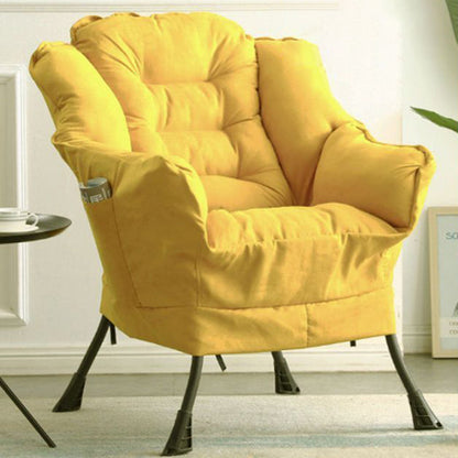 Contemporary Scandinavian Fabric Deerskin Flannel Steel Cotton Petal Square Accent Chair Backrest Detachable Storage Bag For Bedroom