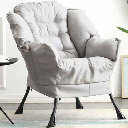 Contemporary Scandinavian Fabric Deerskin Flannel Steel Cotton Petal Square Accent Chair Backrest Detachable Storage Bag For Bedroom
