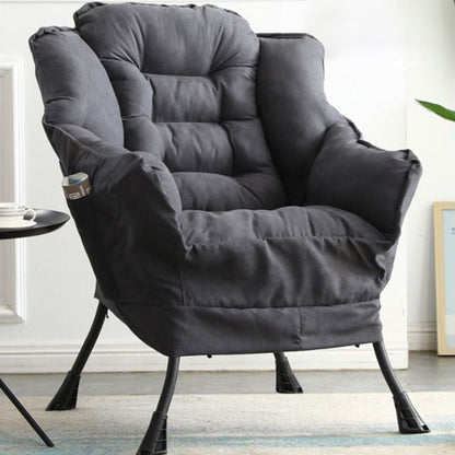 Contemporary Scandinavian Fabric Deerskin Flannel Steel Cotton Petal Square Accent Chair Backrest Detachable Storage Bag For Bedroom