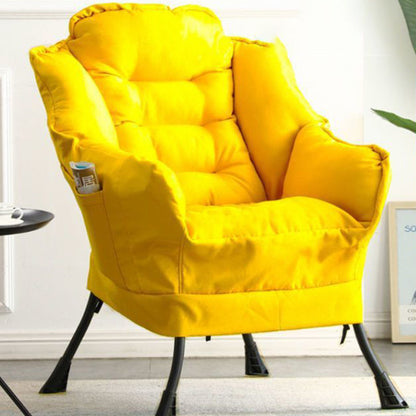 Contemporary Scandinavian Fabric Deerskin Flannel Steel Cotton Petal Square Accent Chair Backrest Detachable Storage Bag For Bedroom