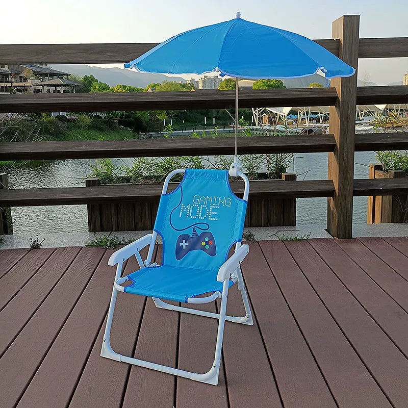 Contemporary Creative Kids PP Metal Square Cartoon Outdoor Foldable Recliner Backrest Sunshade For Outdoor