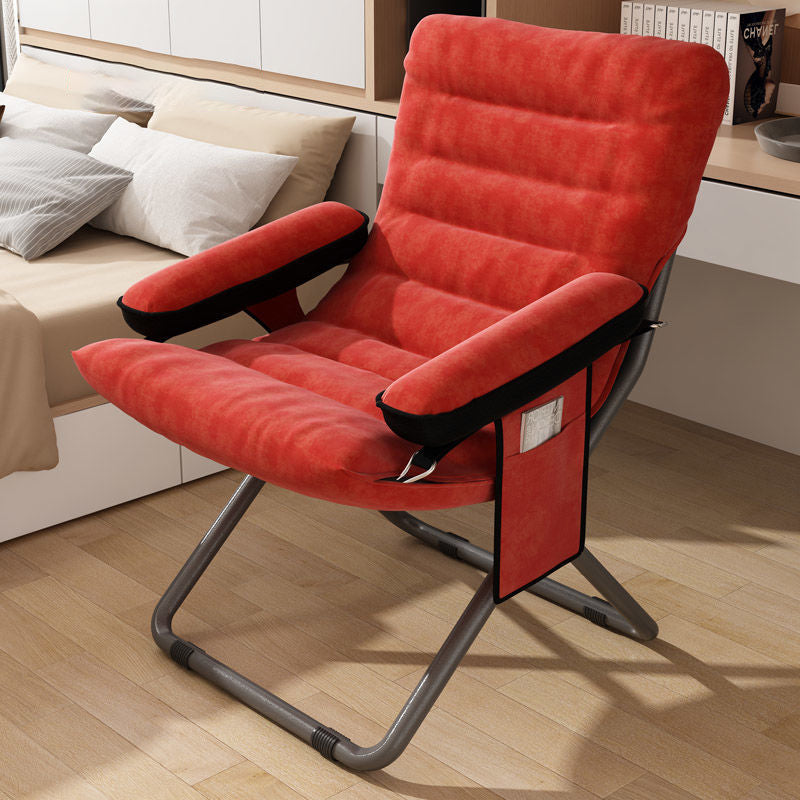 Modern Simplicity Velvet Metal Cotton Rectangular Semi-Curved Foldable Recliner Footrest Backrest Storage Bag For Bedroom