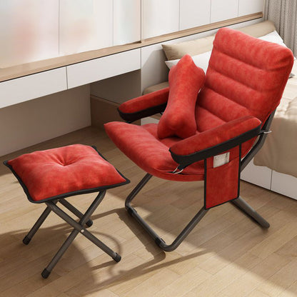 Modern Simplicity Velvet Metal Cotton Rectangular Semi-Curved Foldable Recliner Footrest Backrest Storage Bag For Bedroom