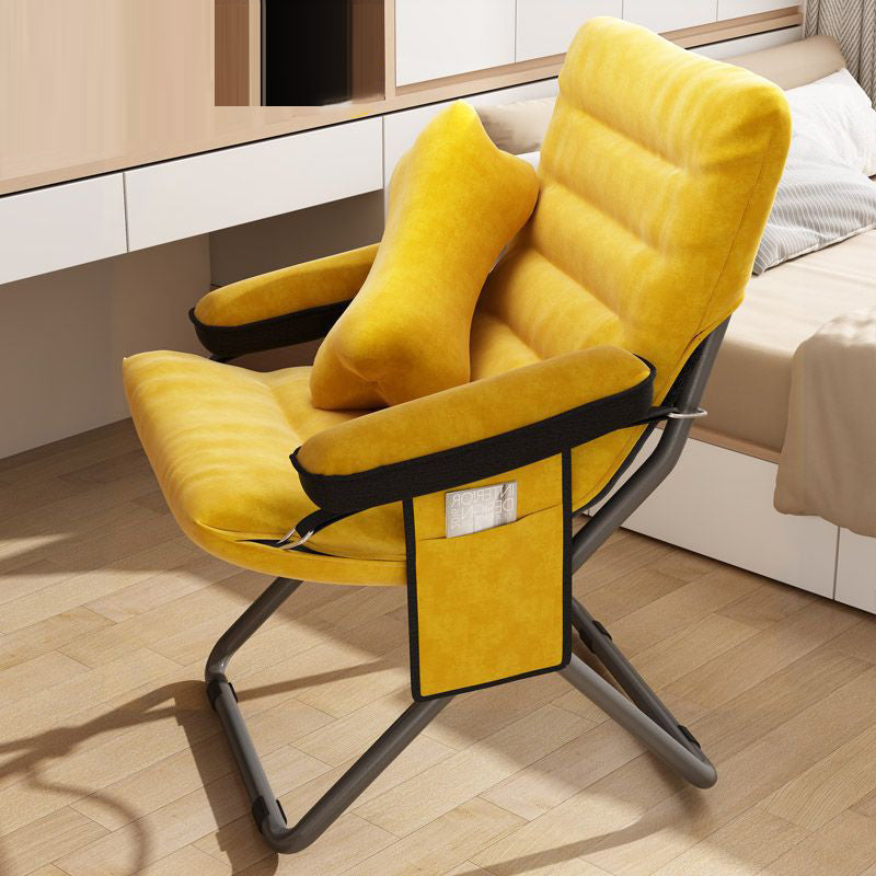 Modern Simplicity Velvet Metal Cotton Rectangular Semi-Curved Foldable Recliner Footrest Backrest Storage Bag For Bedroom