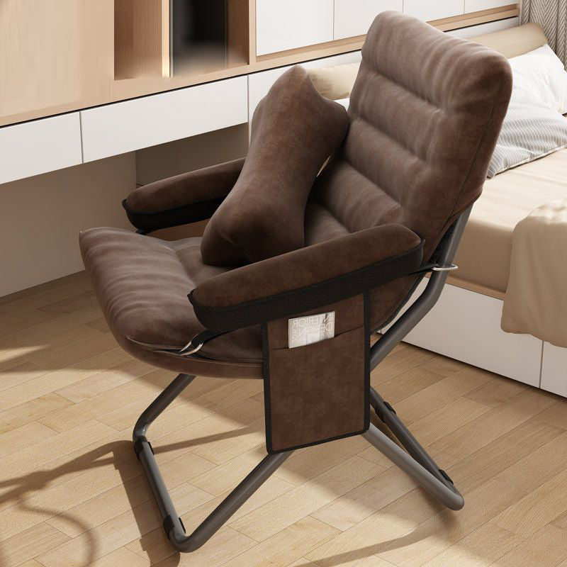 Modern Simplicity Velvet Metal Cotton Rectangular Semi-Curved Foldable Recliner Footrest Backrest Storage Bag For Bedroom