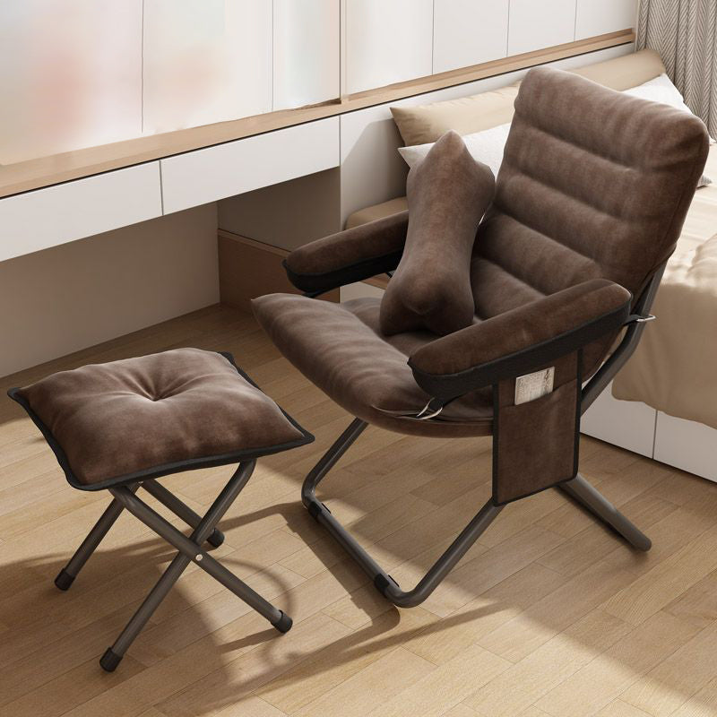 Modern Simplicity Velvet Metal Cotton Rectangular Semi-Curved Foldable Recliner Footrest Backrest Storage Bag For Bedroom