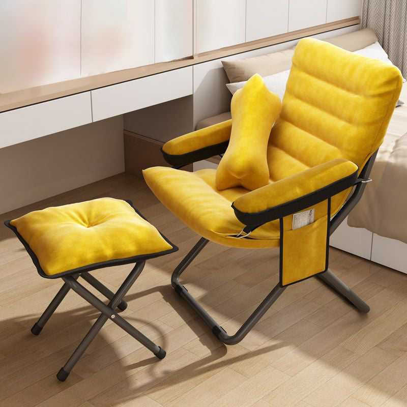 Modern Simplicity Velvet Metal Cotton Rectangular Semi-Curved Foldable Recliner Footrest Backrest Storage Bag For Bedroom