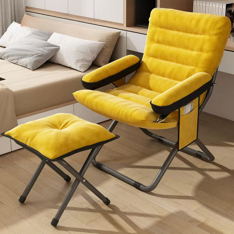 Modern Simplicity Velvet Metal Cotton Rectangular Semi-Curved Foldable Recliner Footrest Backrest Storage Bag For Bedroom