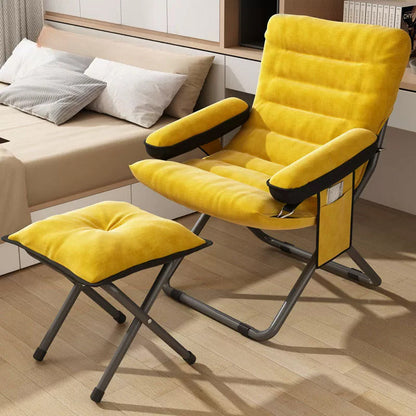 Modern Simplicity Velvet Metal Cotton Rectangular Semi-Curved Foldable Recliner Footrest Backrest Storage Bag For Bedroom