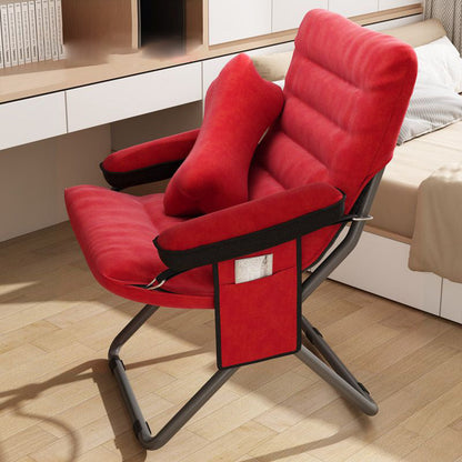 Modern Simplicity Velvet Metal Cotton Rectangular Semi-Curved Foldable Recliner Footrest Backrest Storage Bag For Bedroom