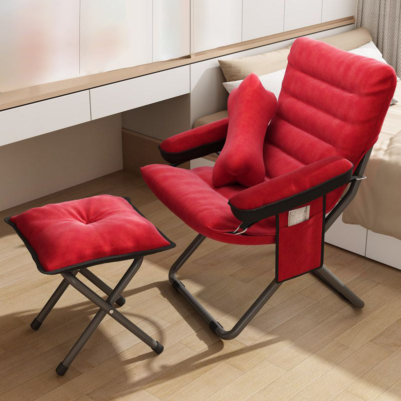 Modern Simplicity Velvet Metal Cotton Rectangular Semi-Curved Foldable Recliner Footrest Backrest Storage Bag For Bedroom