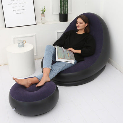 Contemporary Creative Velvet PVC Round Egg-Shape Inflatable Sofa Backrest Footrest For Bedroom
