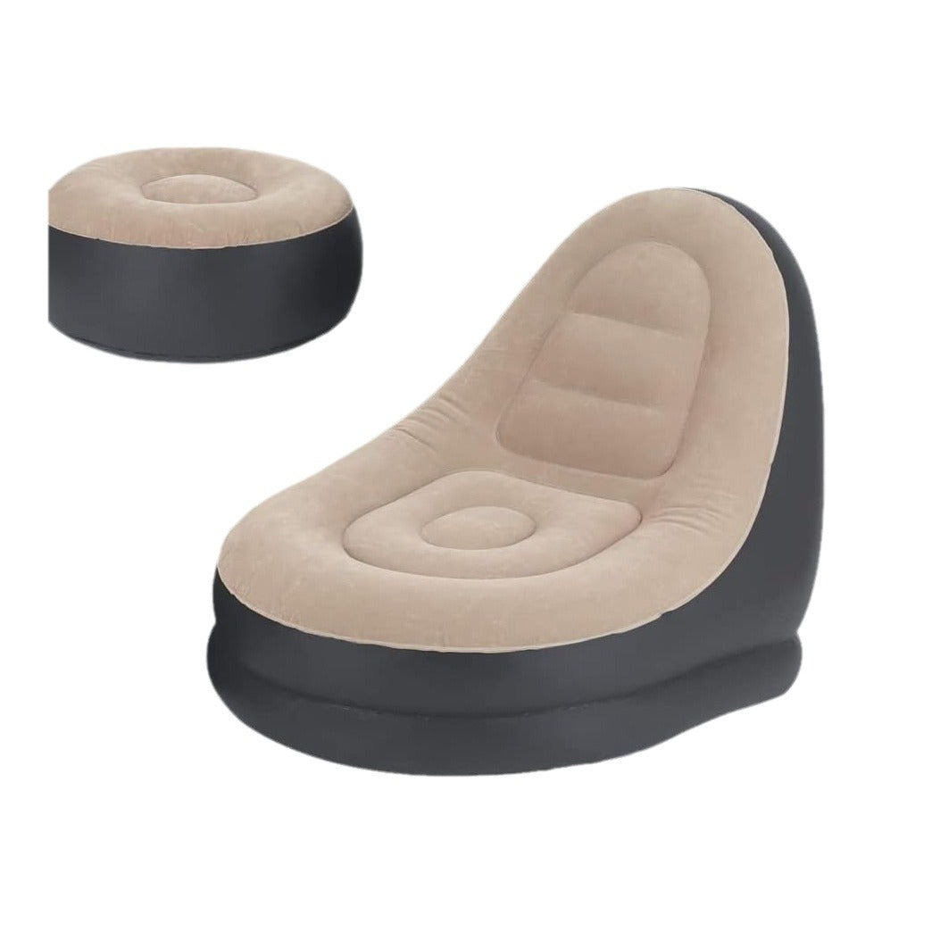 Contemporary Creative Velvet PVC Round Egg-Shape Inflatable Sofa Backrest Footrest For Bedroom