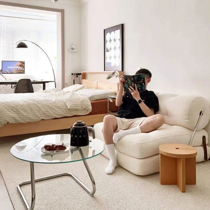 Modern Simplicity Velvet Artificial Leather Stainless Steel Sponge Square Tofu Foldable Lazy Sofa Backrest For Bedroom