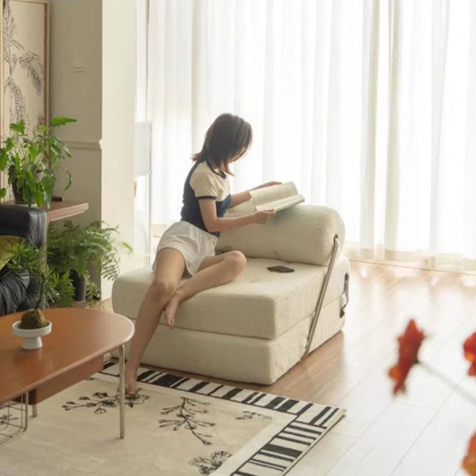 Modern Simplicity Velvet Artificial Leather Stainless Steel Sponge Square Tofu Foldable Lazy Sofa Backrest For Bedroom