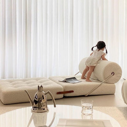 Modern Simplicity Velvet Artificial Leather Stainless Steel Sponge Square Tofu Foldable Lazy Sofa Backrest For Bedroom