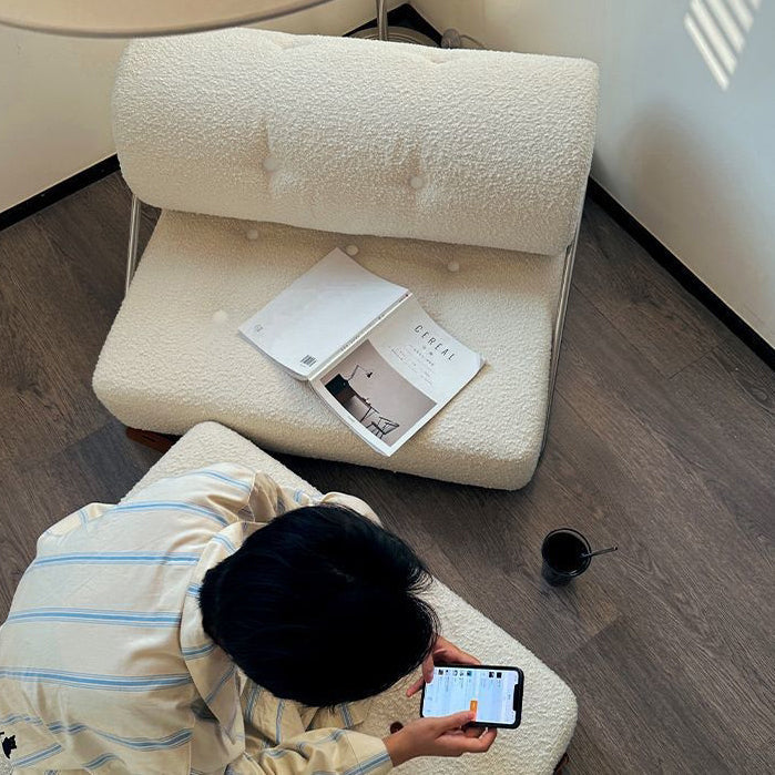 Modern Simplicity Velvet Artificial Leather Stainless Steel Sponge Square Tofu Foldable Lazy Sofa Backrest For Bedroom