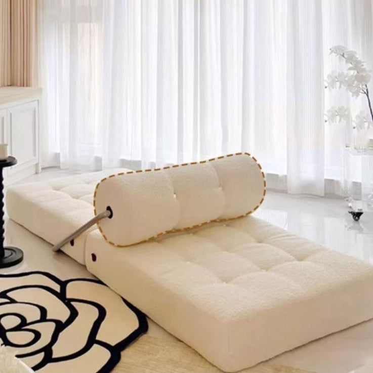 Modern Simplicity Velvet Artificial Leather Stainless Steel Sponge Square Tofu Foldable Lazy Sofa Backrest For Bedroom