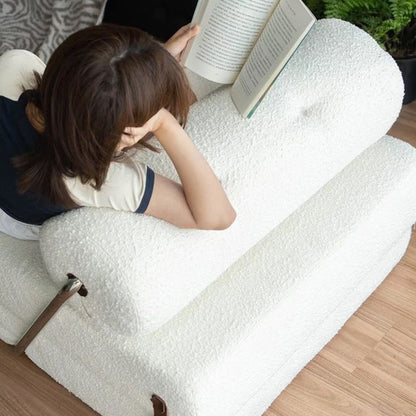 Modern Simplicity Velvet Artificial Leather Stainless Steel Sponge Square Tofu Foldable Lazy Sofa Backrest For Bedroom