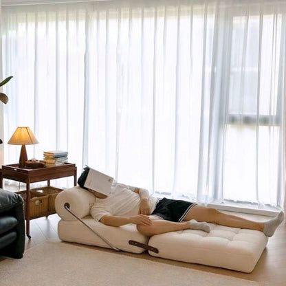 Modern Simplicity Velvet Artificial Leather Stainless Steel Sponge Square Tofu Foldable Lazy Sofa Backrest For Bedroom