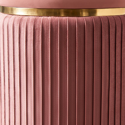 Contemporary Scandinavian Velvet Wood Stainless Steel Microfiber Leather Sponge Round Striped Vanity Stool Backless For Bedroom