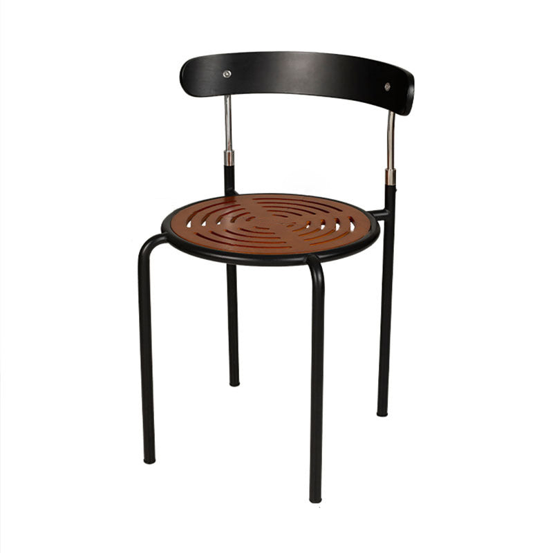 Contemporary Retro Solid Wood Fabric Carbon Steel Round Dining Chair Backrest For Dining Room