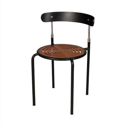 Contemporary Retro Solid Wood Fabric Carbon Steel Round Dining Chair Backrest For Dining Room