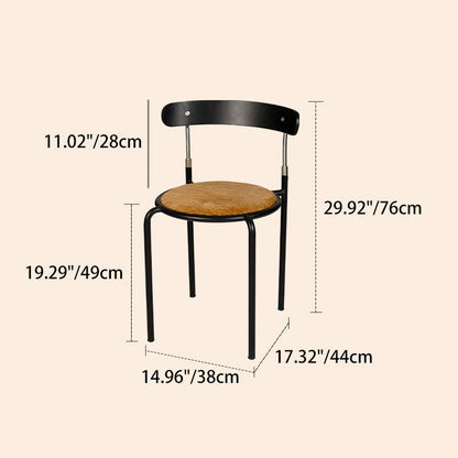 Contemporary Retro Solid Wood Fabric Carbon Steel Round Dining Chair Backrest For Dining Room