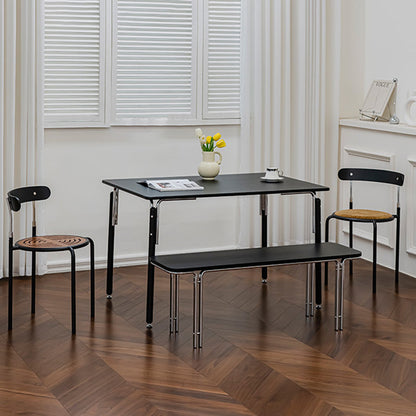 Contemporary Retro Solid Wood Fabric Carbon Steel Round Dining Chair Backrest For Dining Room