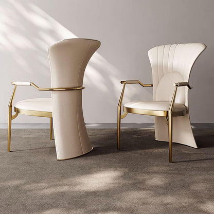 Modern Luxury Faux Leather Stainless Steel Square Dovetail Dining Chair Backrest Armrest For Dining Room