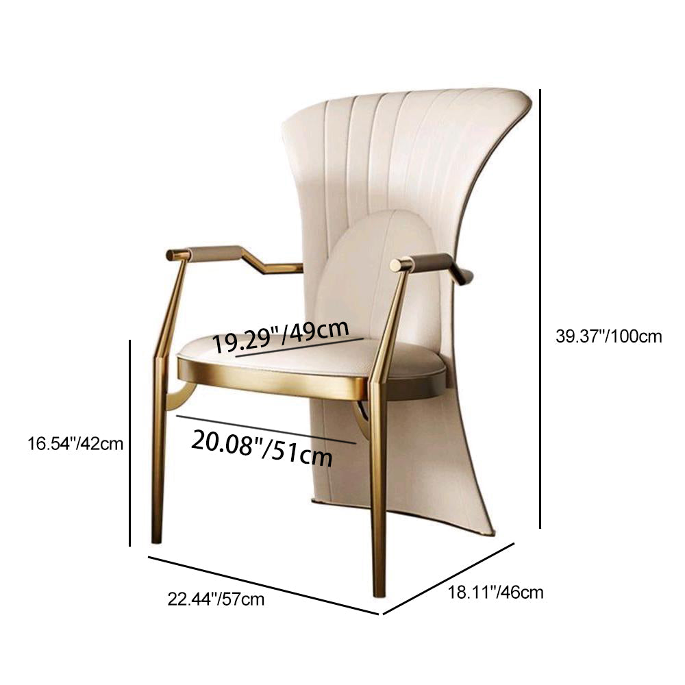 Modern Luxury Faux Leather Stainless Steel Square Dovetail Dining Chair Backrest Armrest For Dining Room