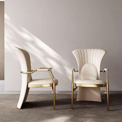 Modern Luxury Faux Leather Stainless Steel Square Dovetail Dining Chair Backrest Armrest For Dining Room