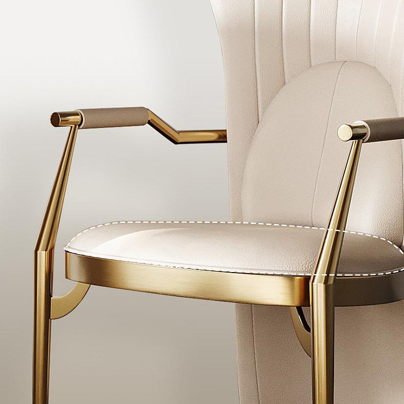 Modern Luxury Faux Leather Stainless Steel Square Dovetail Dining Chair Backrest Armrest For Dining Room