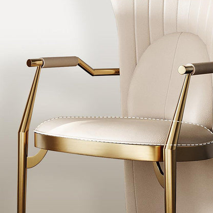 Modern Luxury Faux Leather Stainless Steel Square Dovetail Dining Chair Backrest Armrest For Dining Room