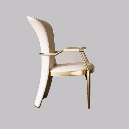 Modern Luxury Faux Leather Stainless Steel Square Dovetail Dining Chair Backrest Armrest For Dining Room