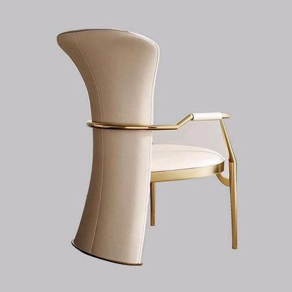 Modern Luxury Faux Leather Stainless Steel Square Dovetail Dining Chair Backrest Armrest For Dining Room