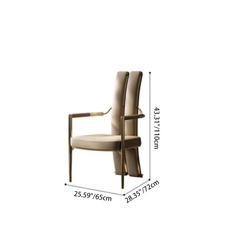 Modern Luxury Faux Leather Metal Sponge Square Strip Dovetail Dining Chair Backrest Armrest For Dining Room